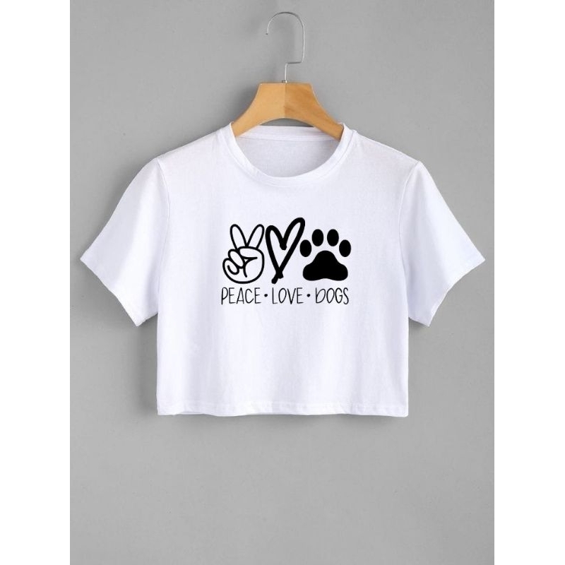 Cropped blusa feminina camiseta branca estampa animais de estimação