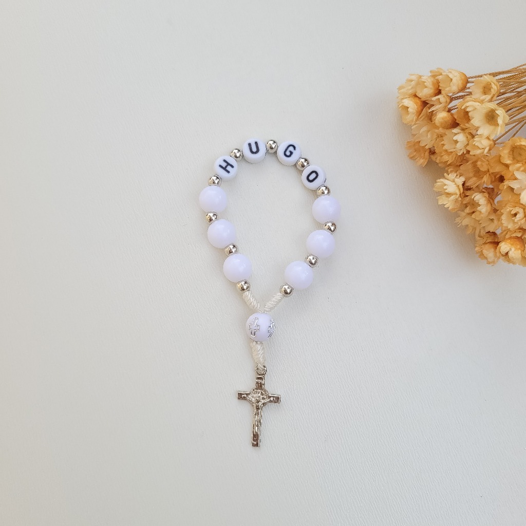 20 lembrancinha batizado, crisma, primeira eucaristia, maternidade kit com 20 mini terço personalizado com nome