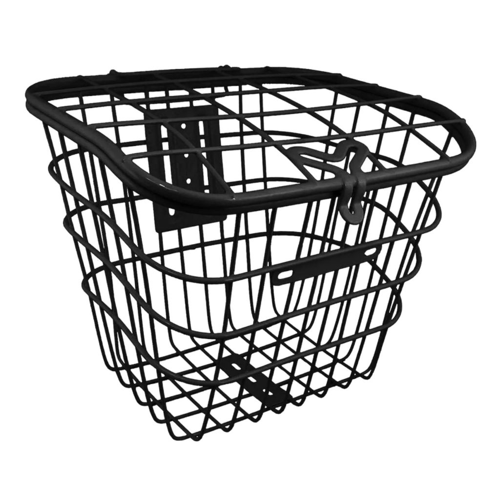 Cesta Aramada em aço Preta Retrô Com Tampa reforçada completa para bike aro 20 24 26 e elétrica tambem. (cabe em suspensão)