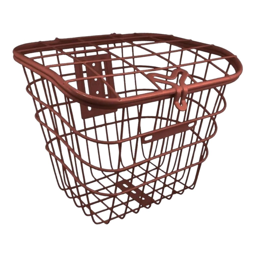 Cesta Aramada em aço Marrom vintage Retrô Com Tampa reforçada completa para bike aro 20 24 26 e elétrica tambem. (cabe em suspensão)
