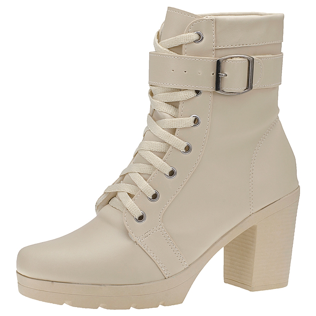 Coturno Salto Alto Shekinah Bota Blogueira Macia Tratorada Feminina Cano Médio - Women Shoes
