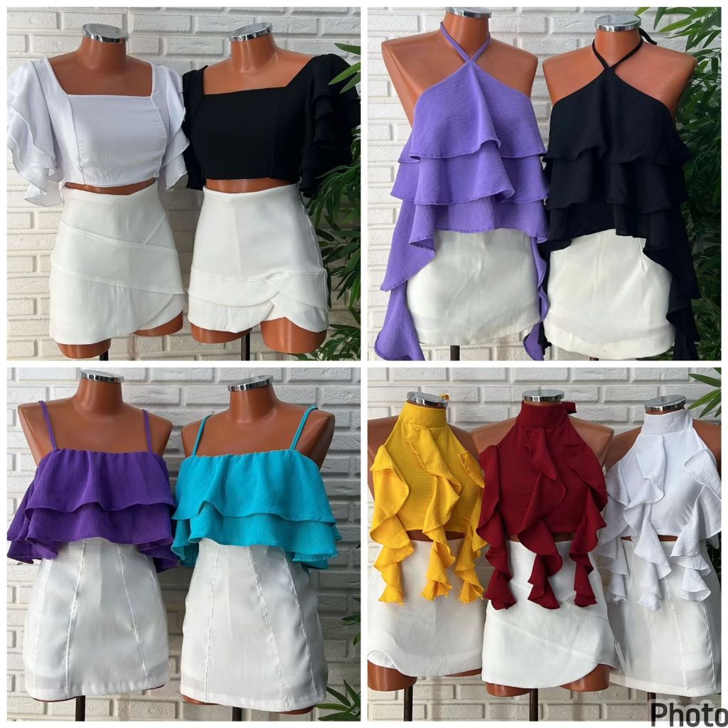 kit atacado revendedora sacoleira cropped e blusa feminina  10 peças variadas a sua escolha