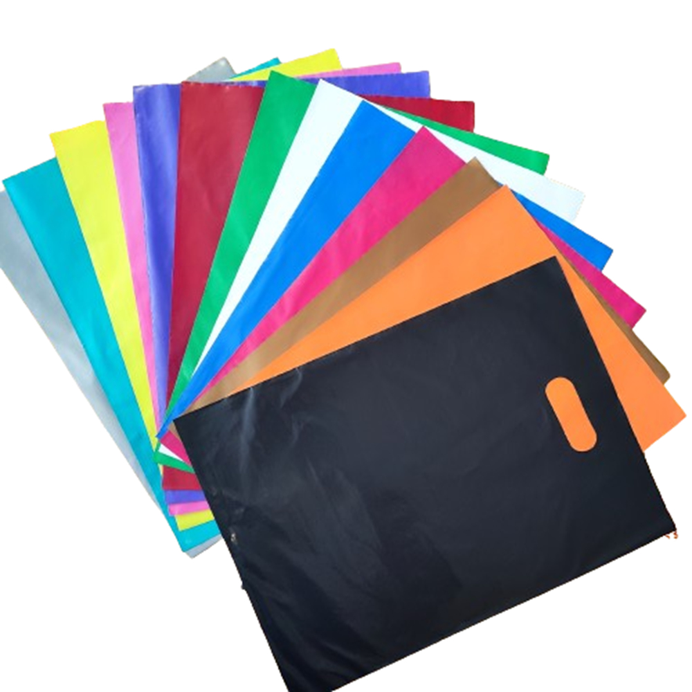 kit de 100 Sacolas Plásticas alça Boca De Palhaço vazada reta - Sacolas de Diversas Cores e tamanhos