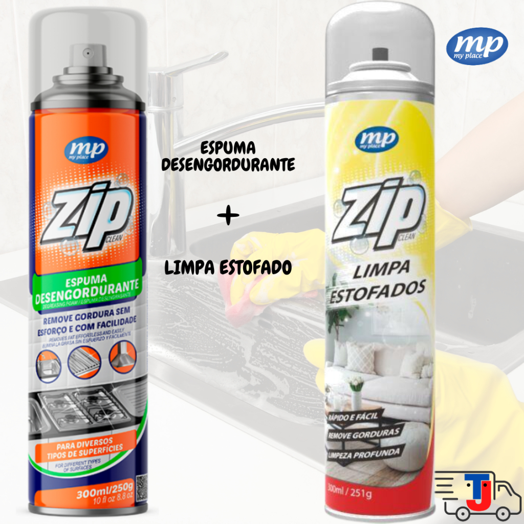 KIT Espuma Desengordurante + Limpa Estofado ZIP 300ml em Oferta na Shopee