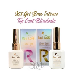 Kit Top Coat Blindado + Base Gel Blindado Intenso Real Love 15ml