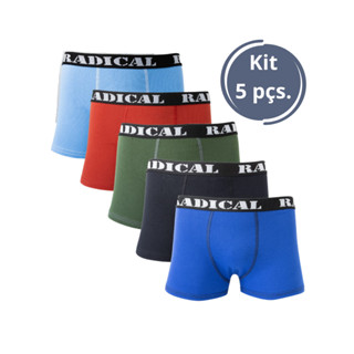 Kit 5 Cueca Box Masculina -Boxer em Algodão com Forro na Frente Cores Variadas em Oferta na Shopee