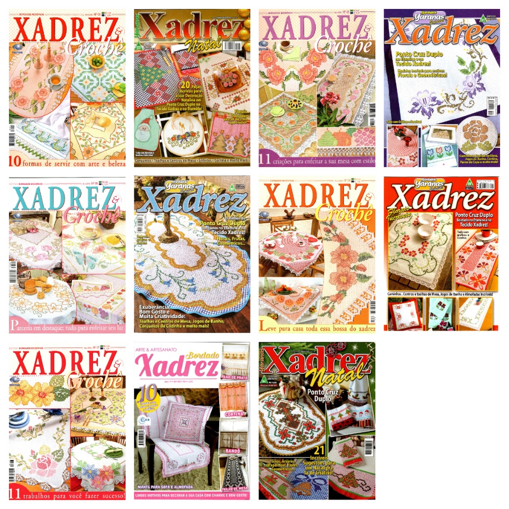 Kit 3 Revistas Bordado Tecido Ponto Xadrez & Crochê em Oferta na Shopee