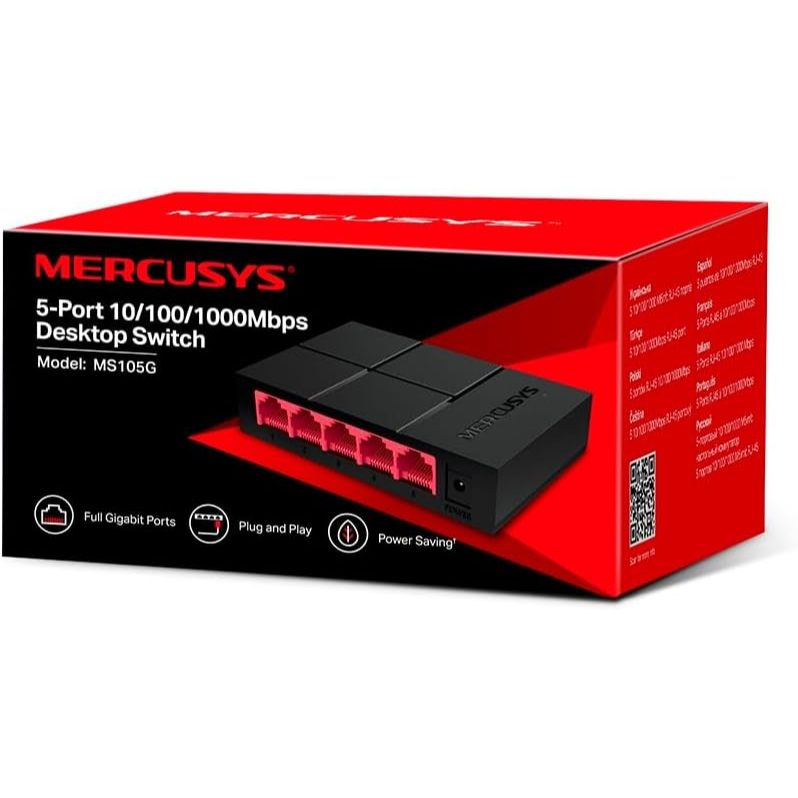 SWITCH MERCUSYS MS105G 5 PORTAS GIGABIT ETHERNET RJ45 10/100/1000 MBPS