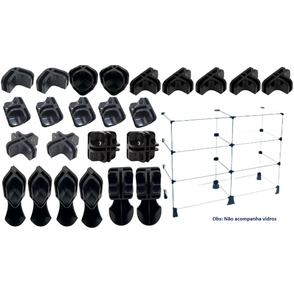 Kit Conectivos e Pés Para Balcão de 6 Divisórias Vidro ou Tela em Oferta na Shopee
