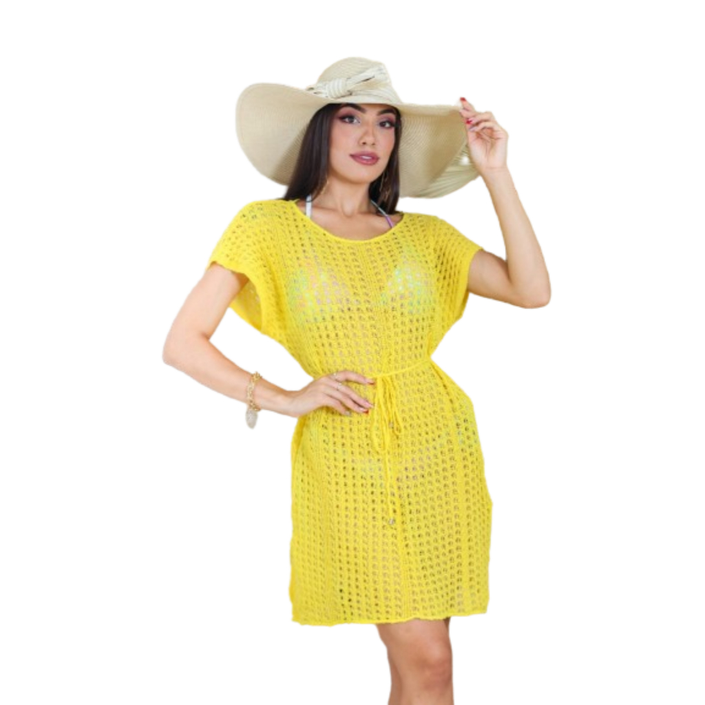 Saída de Praia Manguinha Traje de Banho Cores Verão Melhor Preço — R$ 28,95 em Shopee