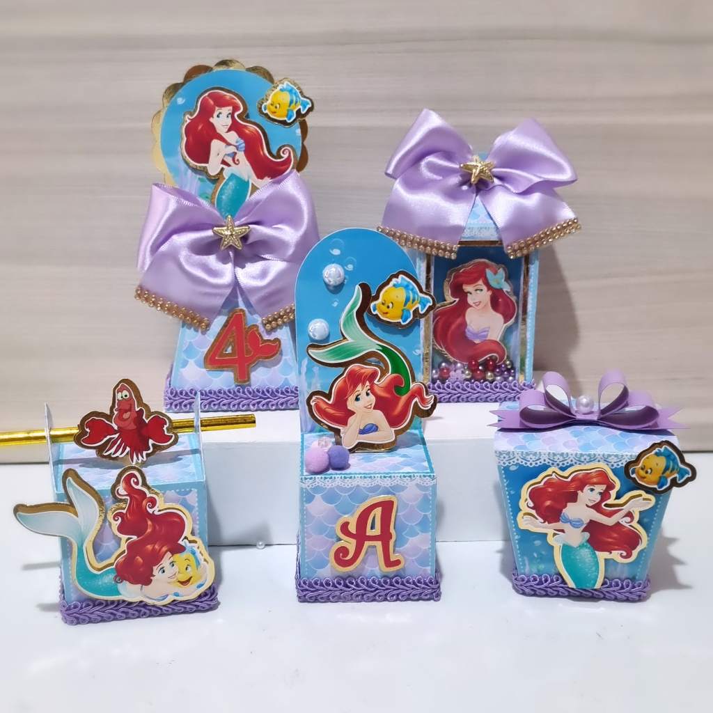 Kit Lembrancinha Sereia Ariel Personalizados Decoração Festa infantil Caixinha Sereia Ariel Papelaria Sereia Ariel