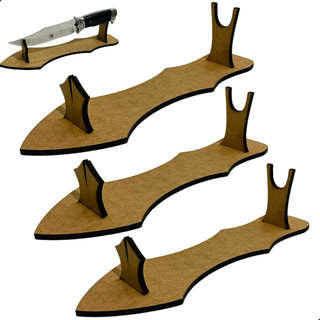 3 Suporte de Facas Artesanais Display Expositor De Facas Luxo Madeira Mdf 6mm