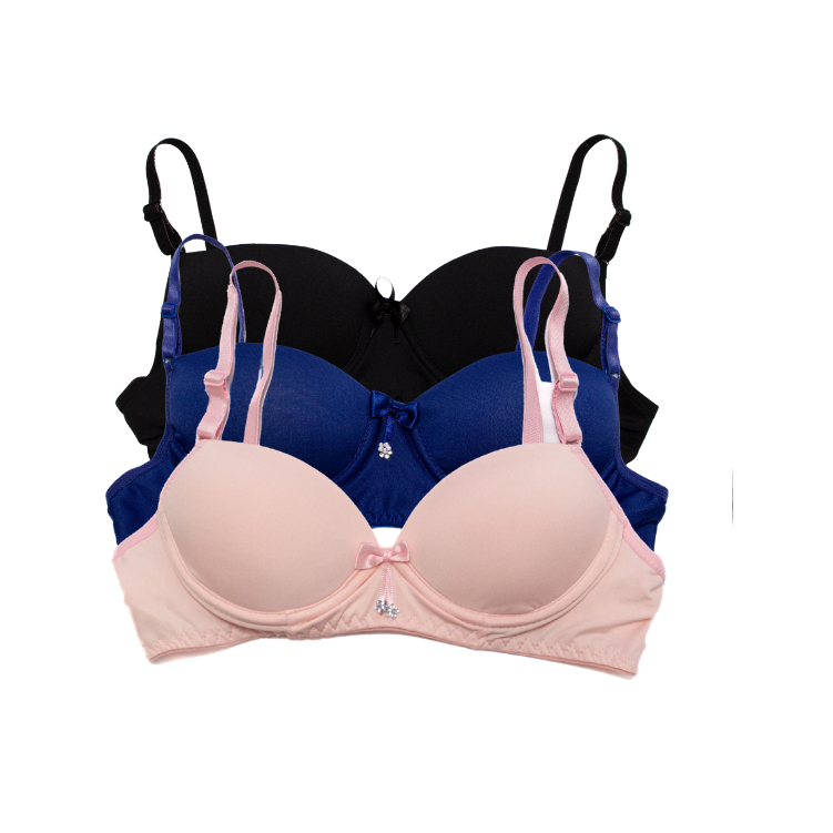 Kit 3 Sutiã  Infantil Menina Moça De Bojo Juvenil Liso  Microfibra