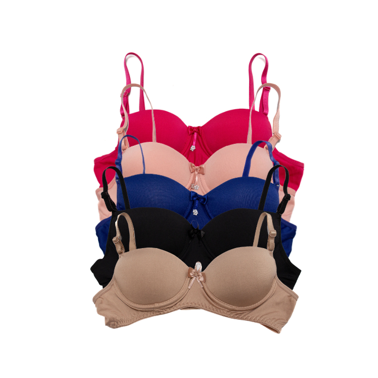 Kit 5 Sutiã Infantil Menina Moça De Bojo Juvenil Liso Microfibra