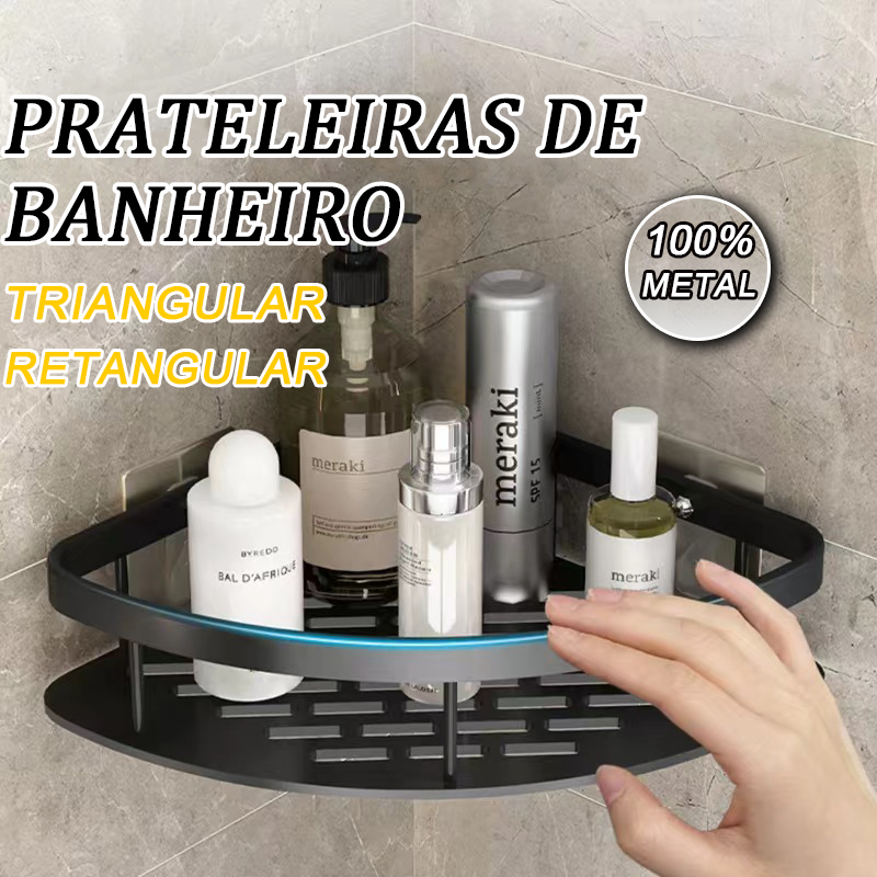 Suporte De Shampoo Prateleiras De Banheiro Sem Furo Premium Top alumínio suporte de banheiro em Oferta na Shopee