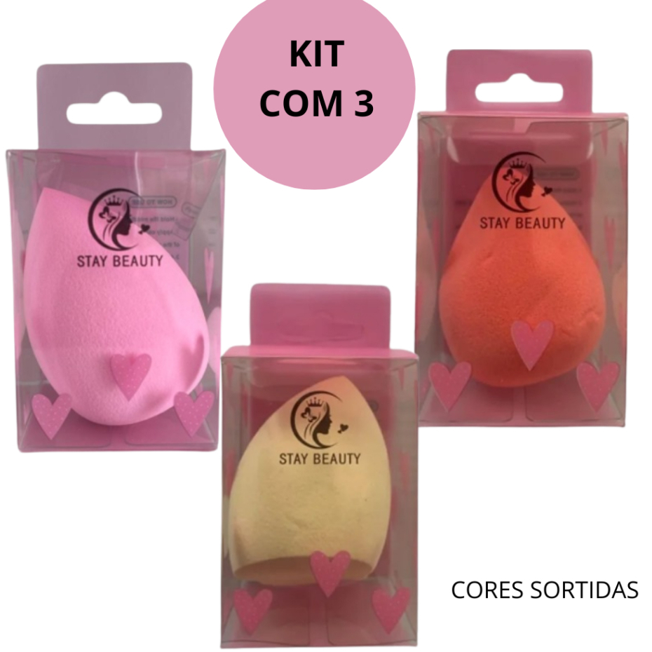 Kit Esponjas De Maquiagem Gota Chanfrada Para Base e Corretivo