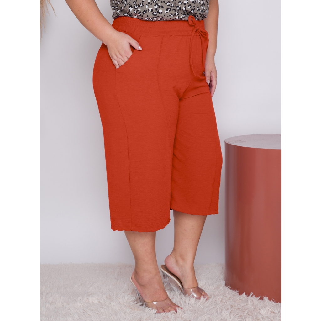 PANTACOUR PLUS SIZE feminino liso tecido duna ate a canela [001] em Oferta na Shopee
