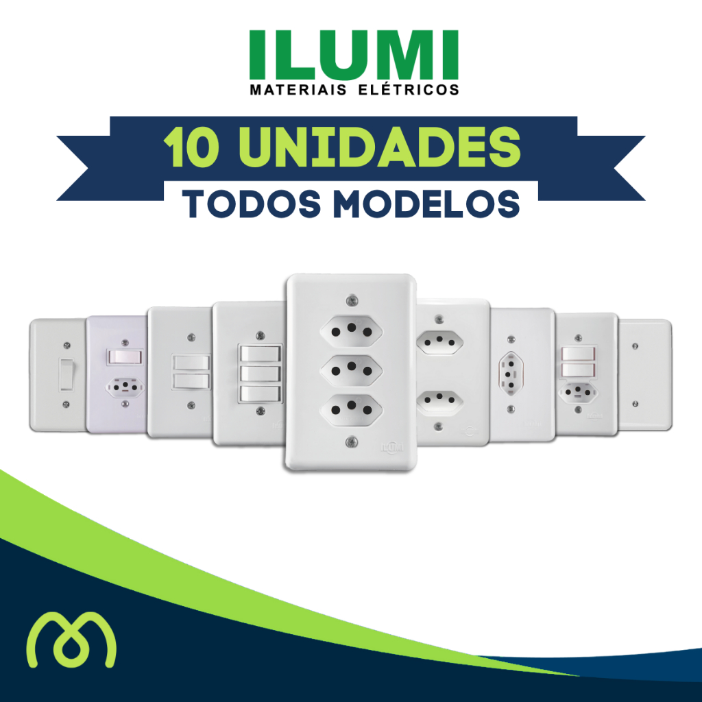 Tomadas 10A 20A Interruptor Apagador Simples Paralelo Placa Cega Stylus Monobloco Ilumi