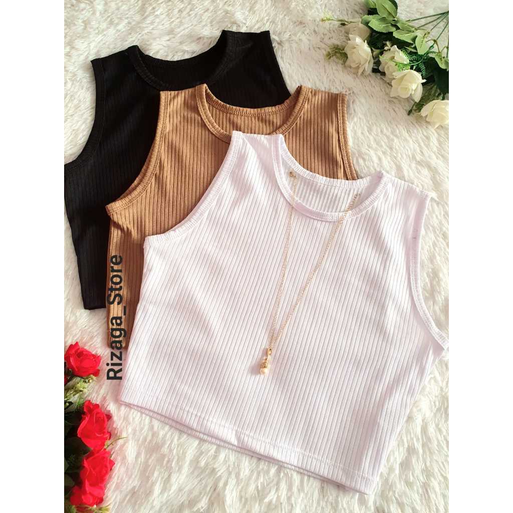 Cropped Regata Feminina Canelado Gola Redonda