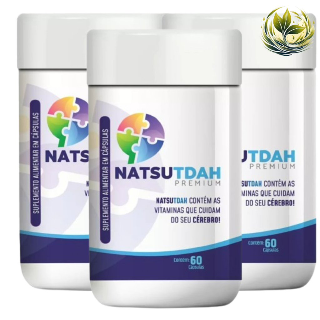 Kit 3 Natsu TDAH 60 Cápsulas Suplemento Vitamínico Original Natural Foco Concentraçao memoria