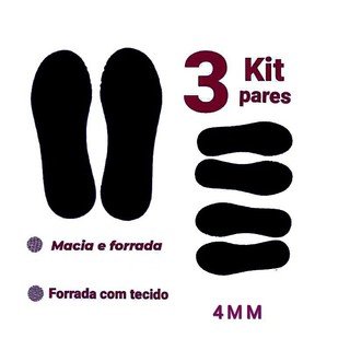 KIT Palmilhas 4 MM para sapatos tenis calçados unisex  Acessórios e Cuidados para Calçados