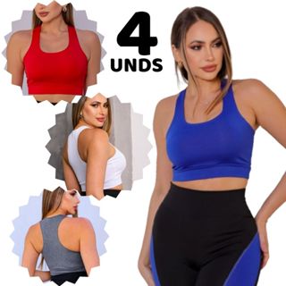 Kit 4 Top Nadador  Variados Suplex Liso Academia Fitness Menor Preço Roupas Femininas