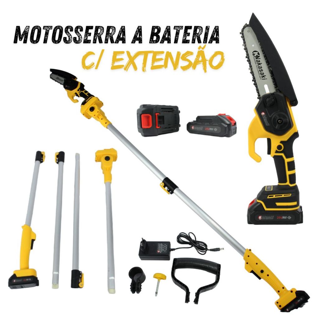 Motosserra Bateria com Acessórios Inclusos