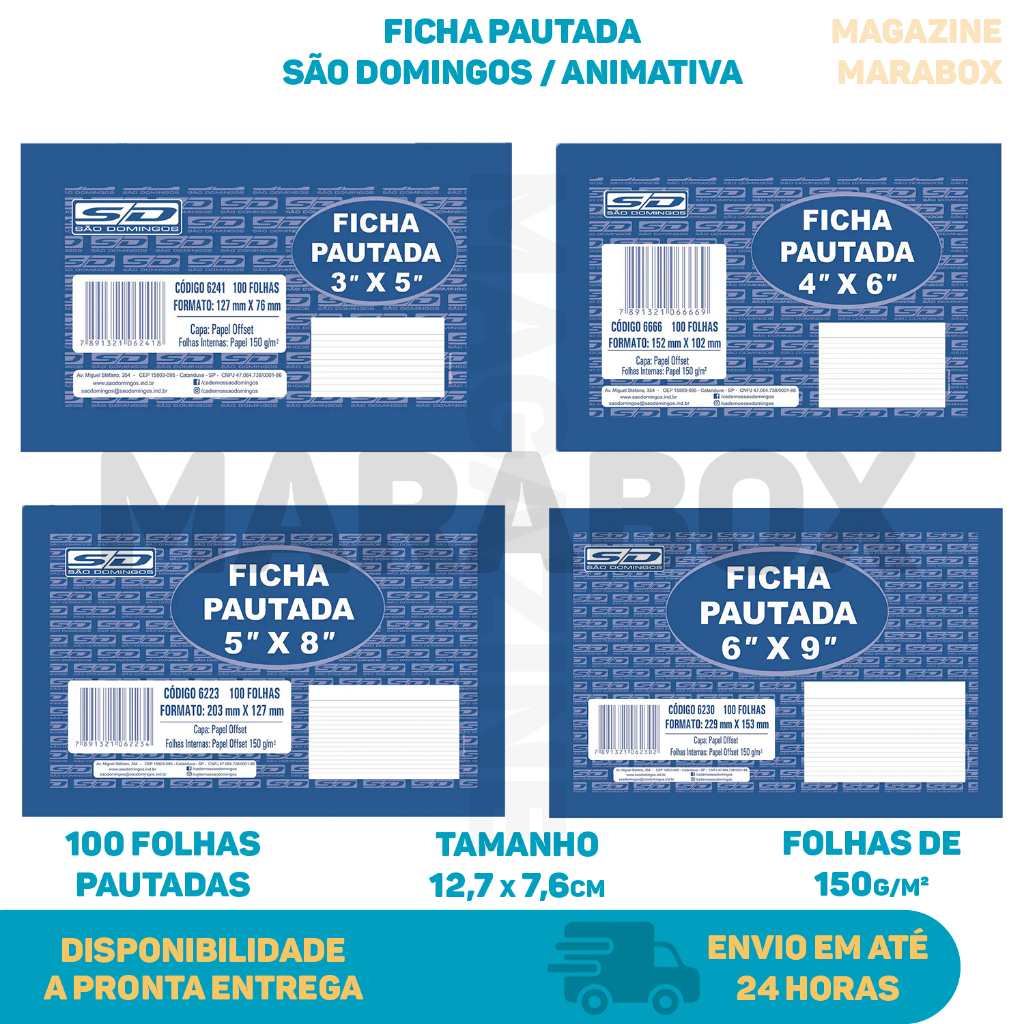 Ficha Pautada Bloco com 100 Folhas em Oferta na Shopee