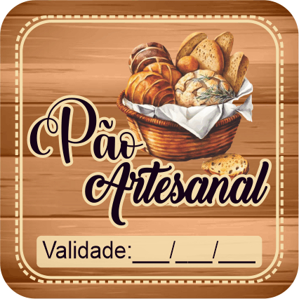 50 100 150 200 UNIDADES ADESIVO ETIQUETA TAG EMBALAGEM QUADRADO 3,5CMX3,5CM PÃO CASEIRO ARTESANAL  MODELO 3 A PROVA DE AGUA  AUTO ADESIVA UNIDADES PARA EMBAGENS CAIXAS SAQUINHO PAPEL TERMICO POTES E POTES DE GELADEIRA