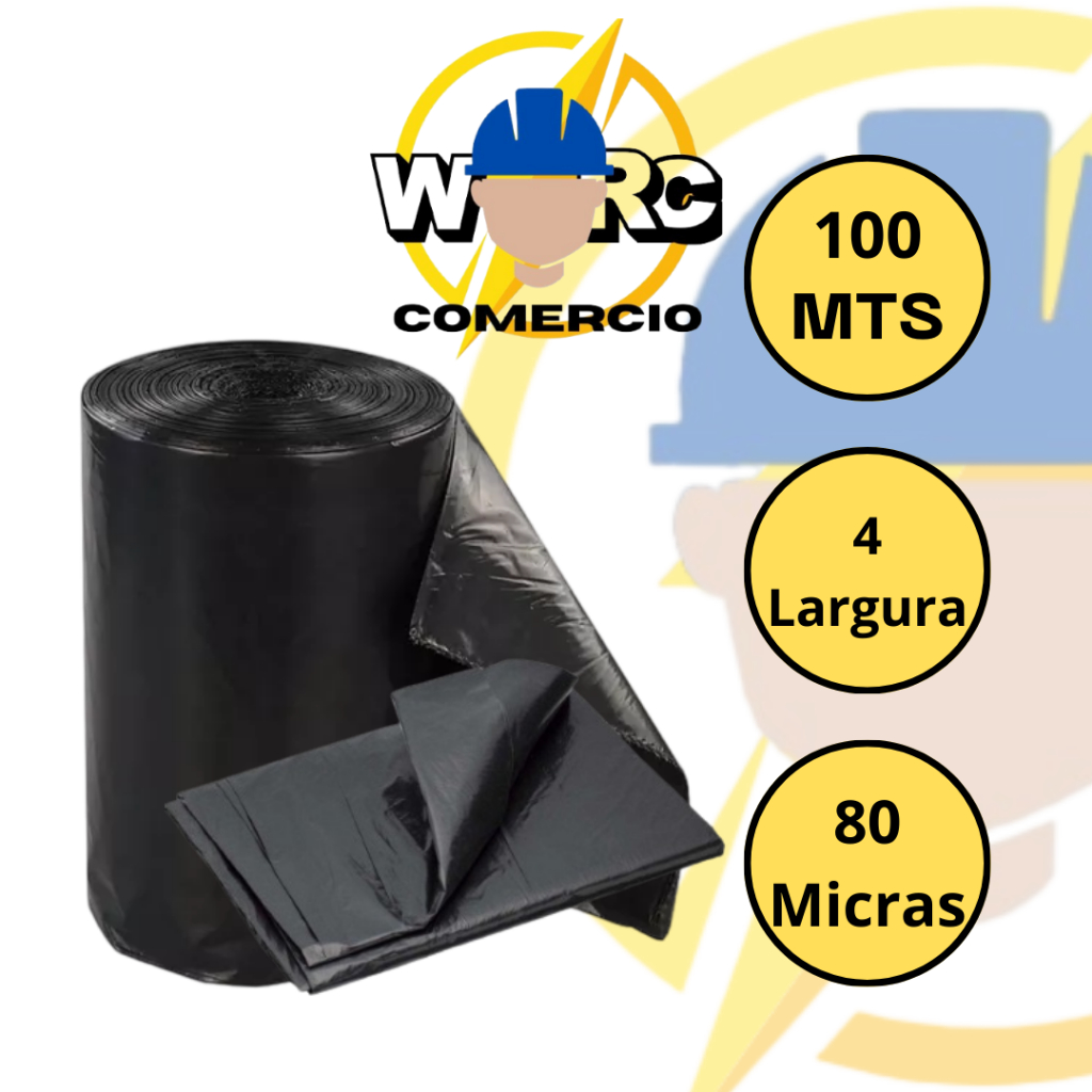 LONA PLASTICA PRETA 4 X 1OO MTS 12 KG OBRAS CONSTRUCÃO