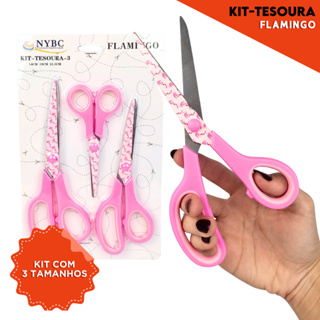 Tesoura Para Costura Decorada Flamingo Kit C/ 03 - Nybc em Oferta na Shopee