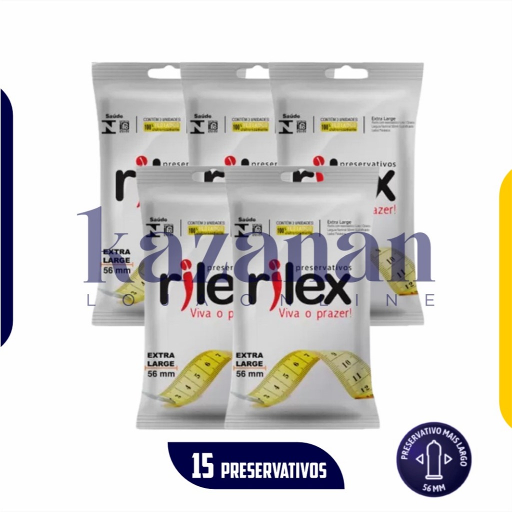 Kit 15 Preservativo camisinha Rilex Extra Grande 56mm