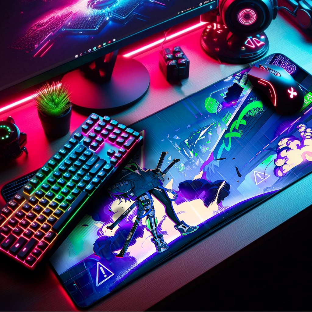 Mouse Pad Gamer Extra Grande 70x35cm Borda Costurada Estampa Cenários, Games e Animes