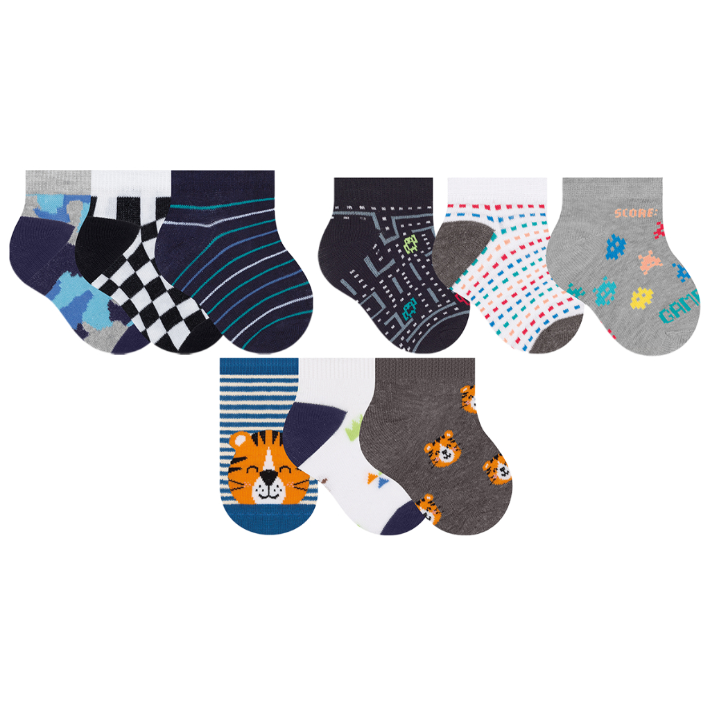Kit 9 Pares Meias Selene Kids De Confeccionada De Algodão e Elastano com Costuras Lisas e Cano Curto em Oferta na Shopee