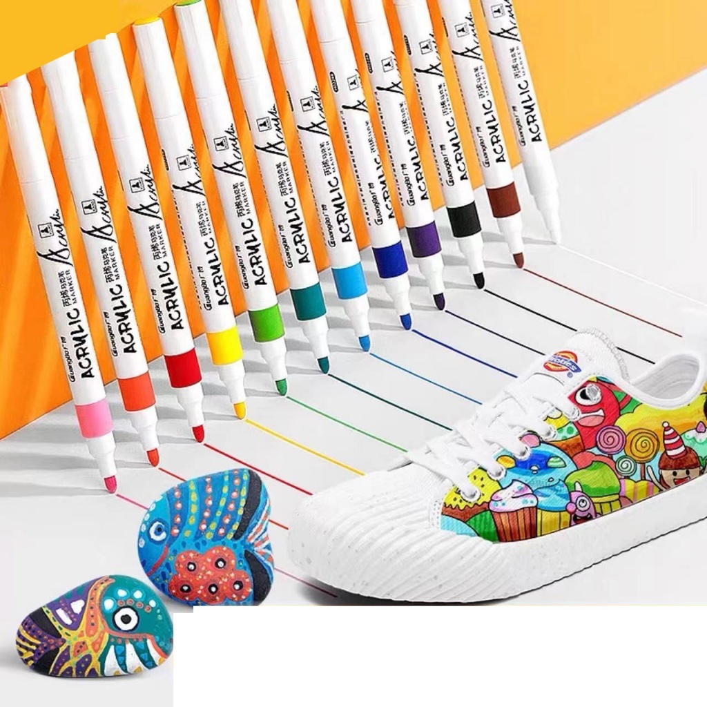 Kit 12/24/36/48 Caneta Colorida para Cerâmica, Madeira, Metais, Tecido, Tênis -  Marcador Tipo Posca