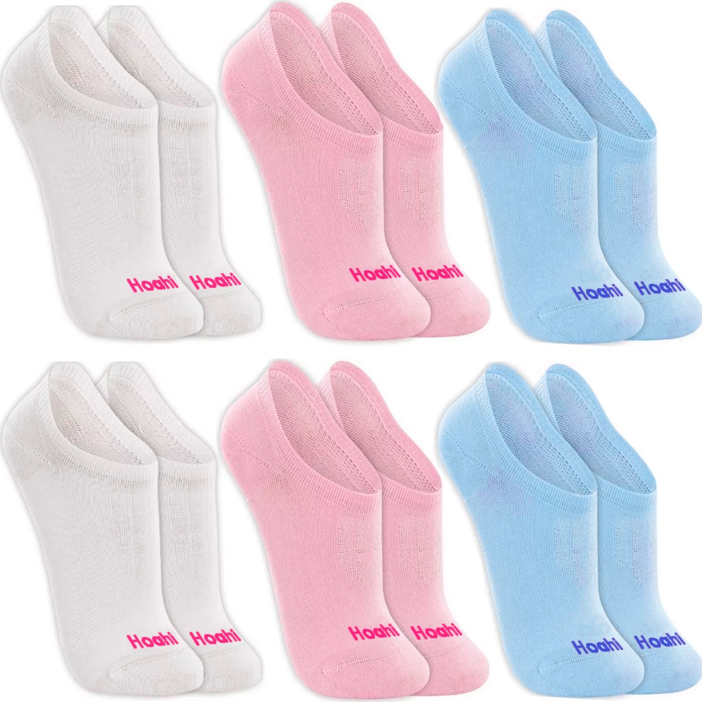 Kit 6 Pares Meias Hoahi Cano Baixo Curto Confortável Meia Soquete Grossa Leve Macia Algodão Casual