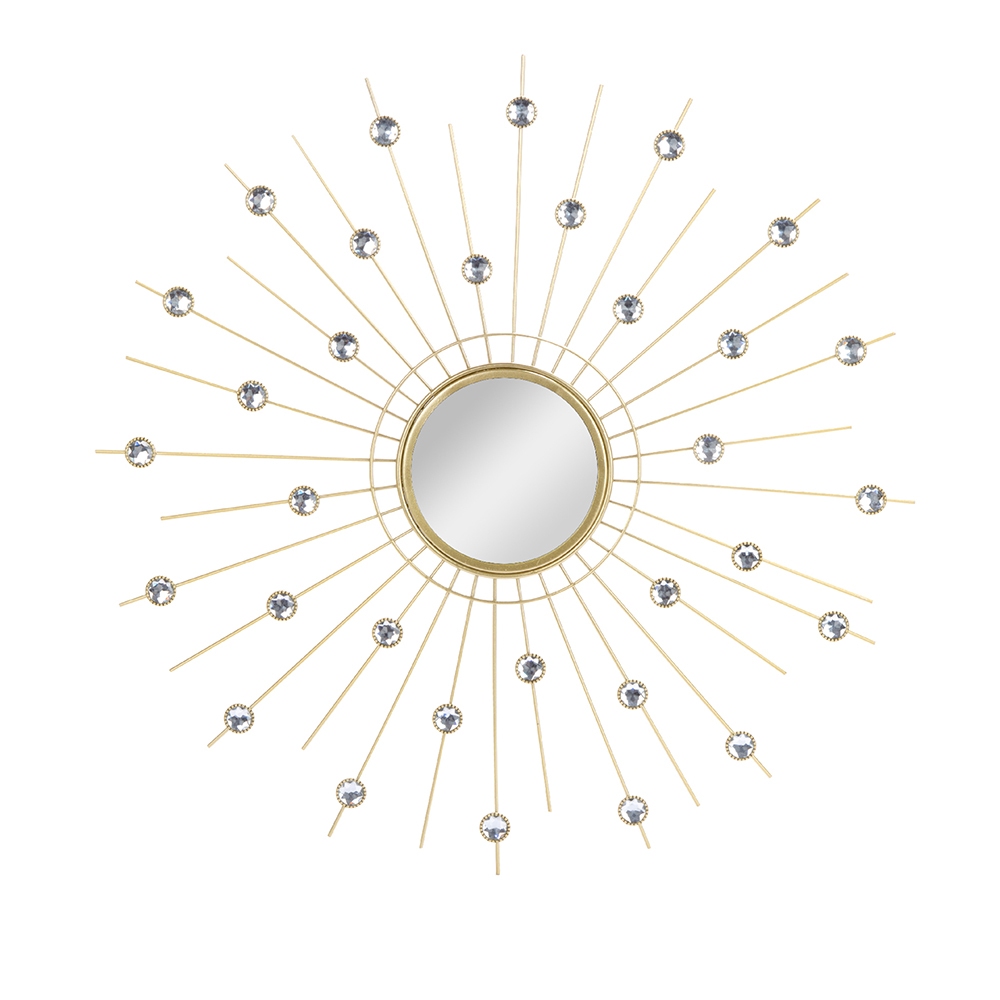 Espelho Decorativo Raio Sol 50cm Dourado Luxo Moderno