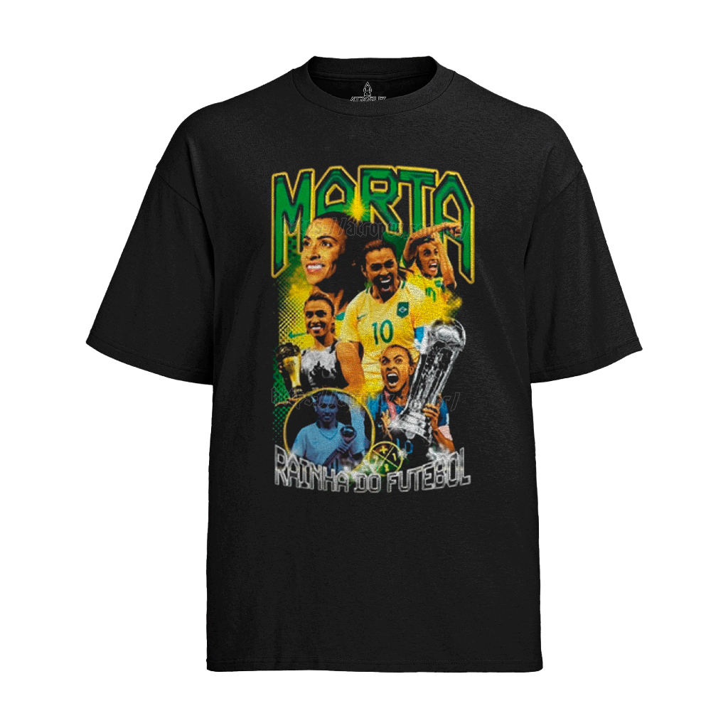 Camiseta Algodão Unissex Tshirt Marta Rainha do Futebol Camisa Masculina T-Shirt Feminino