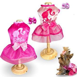 Vestido Pet Tendência Barbiecore Gato Cachorro Filhot + Laço em Oferta na Shopee