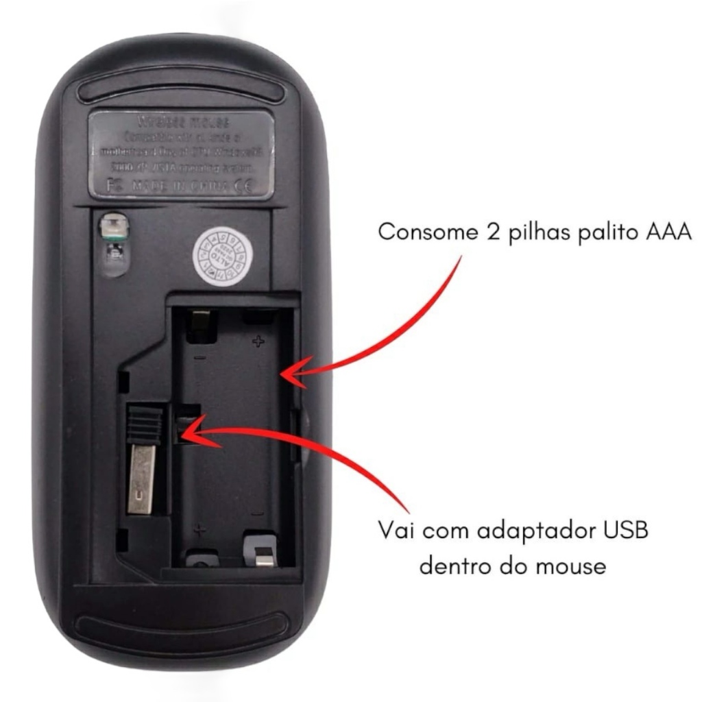 Mouse Sem Fio Optico Para Notebook Computadores Com Mini Adaptador Wireless no Blister — imagem 2 de 2