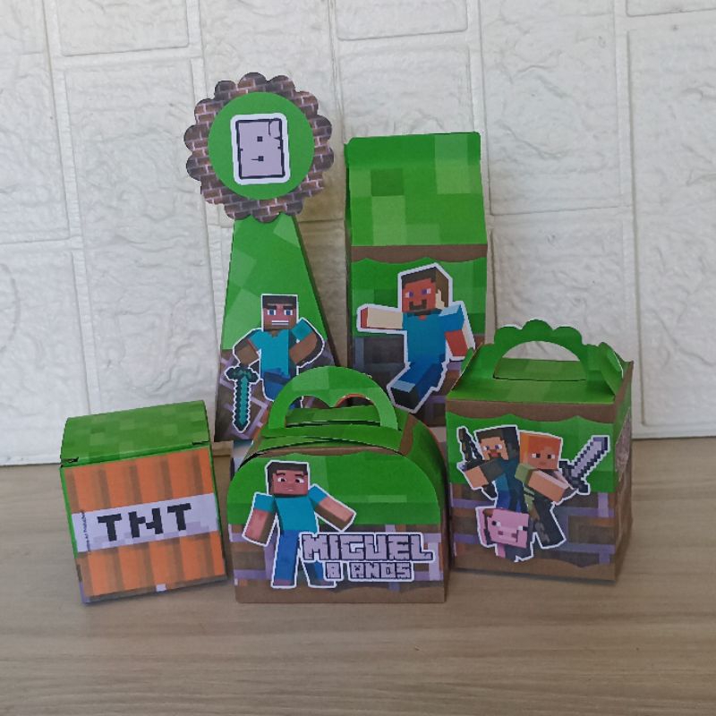 Personalizados caixinhas Minecraft  lembrancinhas - PEGUE E MONTE lembrancinhas de aniversário