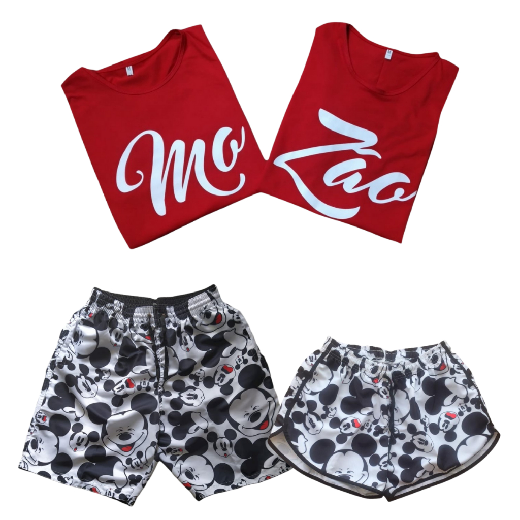 Conjunto Shorts Casal Mozão Namorados + Kit Camisetas para Casal Usar Combinadinho