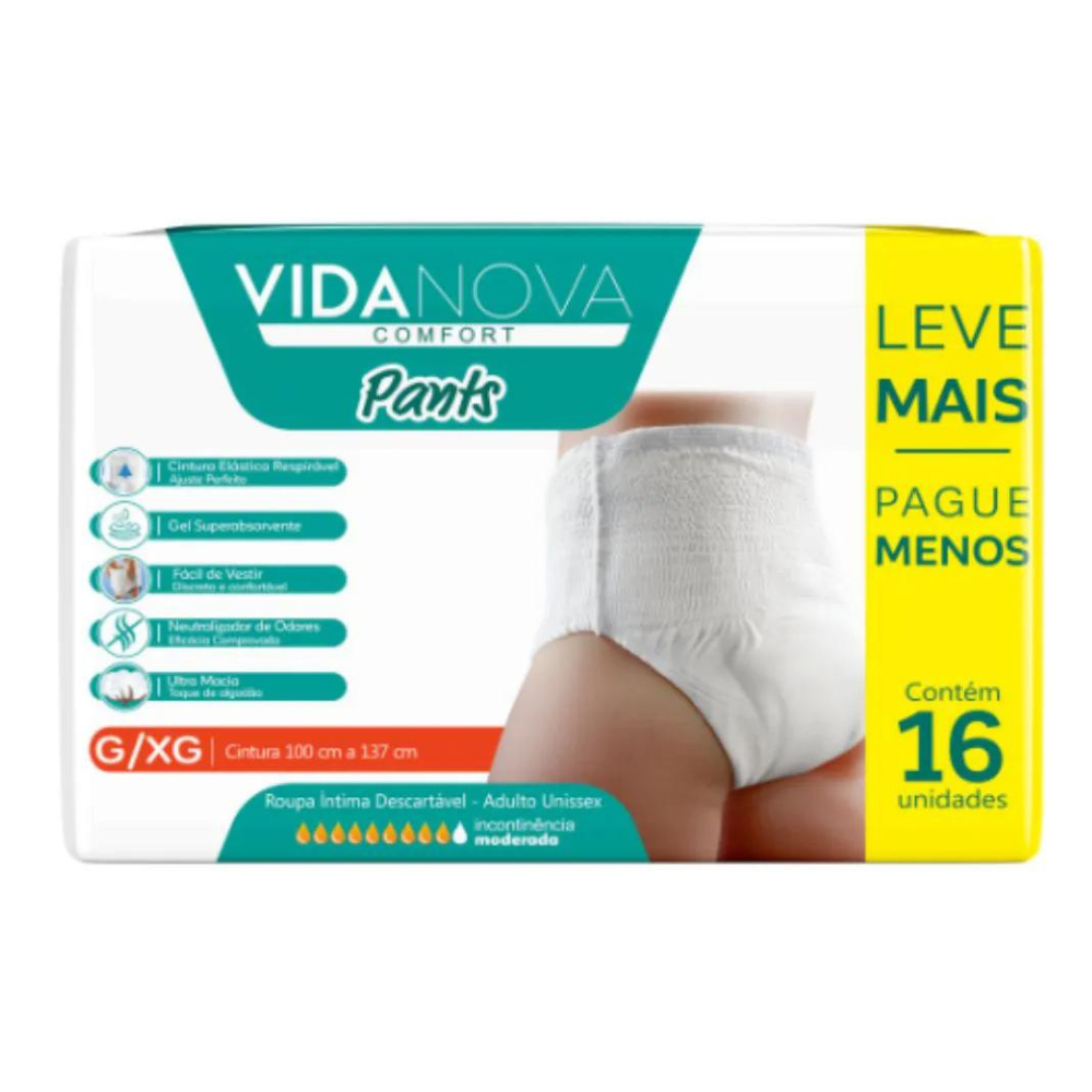 Fralda Geriátrica Vida Nova Fralda Calça - Pacote Com 16 Unidades - Uso Unissex em Oferta na Shopee