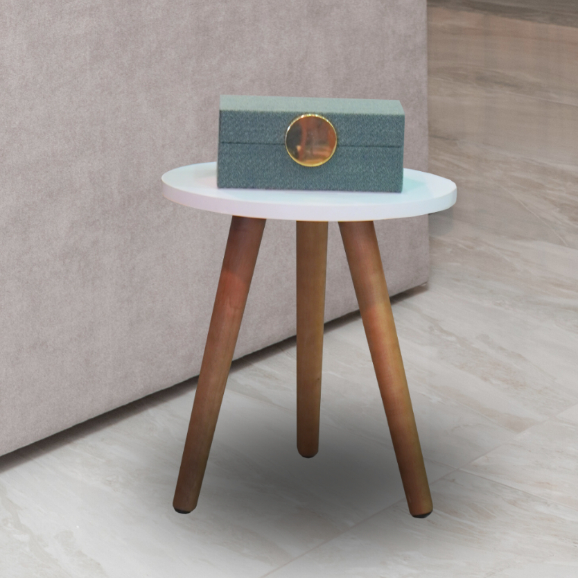 Mesa De Canto Lateral Redonda Pe Palito Sofa