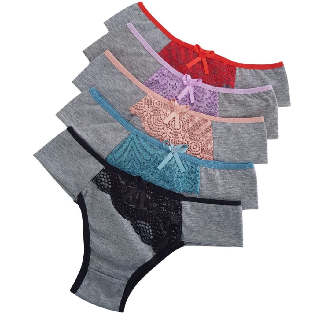 Kit 3 Calcinha Feminina Mescla Delicada Cintura Alta - Lara N/A em Oferta na Shopee