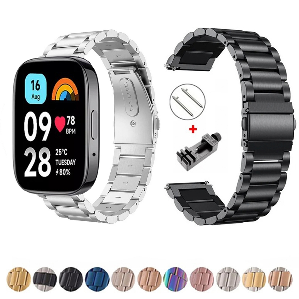 Pulseira de 22mm Metal Elos de aço inox para Redmi Watch 3 Active de Engate Rapido