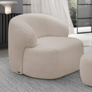 Poltrona Decorativa Fixa Orgânica Para Sala Living Barolo L06 Bouclê Bege - Lyam Decor em Oferta na Shopee