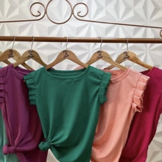 Kit 4 Blusas Manga babado blogueira Plus Size em Oferta na Shopee