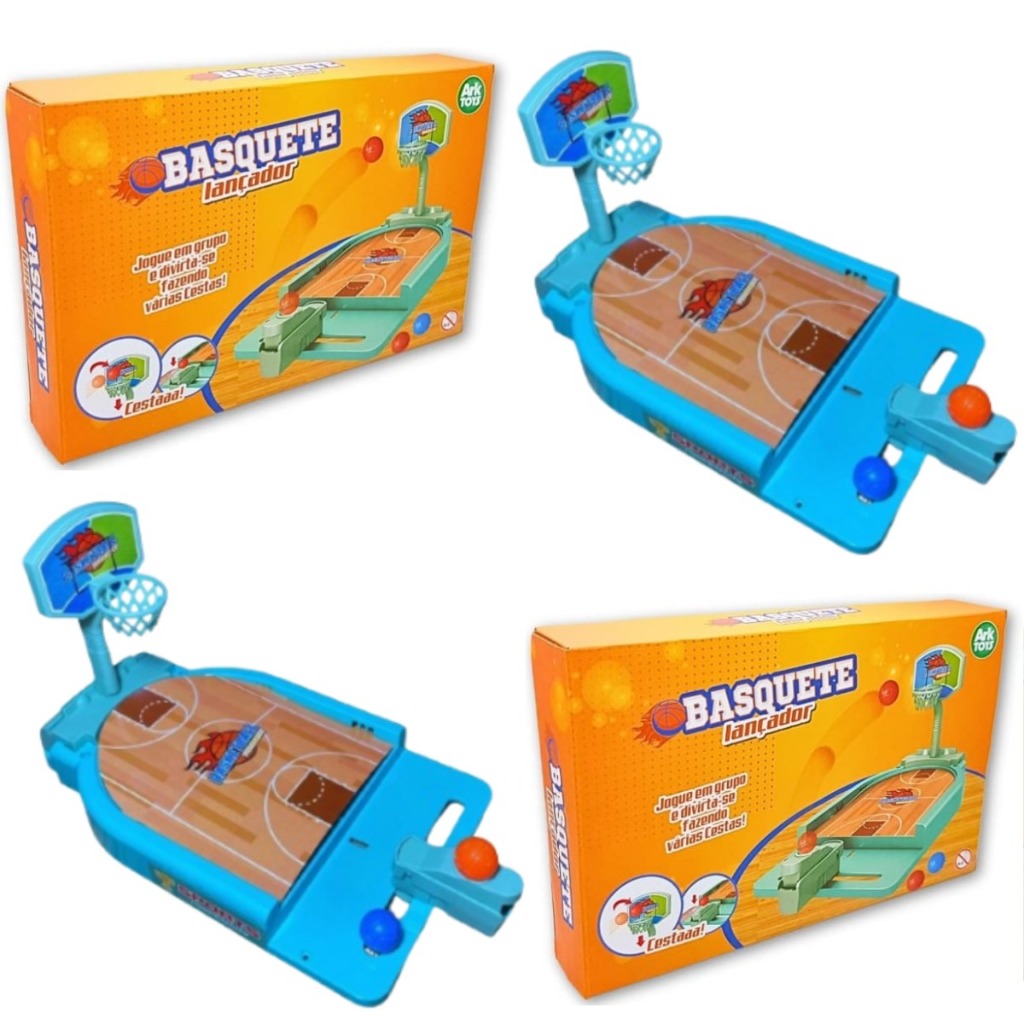 KIT 2 Jogo Mini Basquete Com Lançador DE BOLINHAS BASKETBALL Infantil TABULEIRO MESA INTERATIVO 27CM