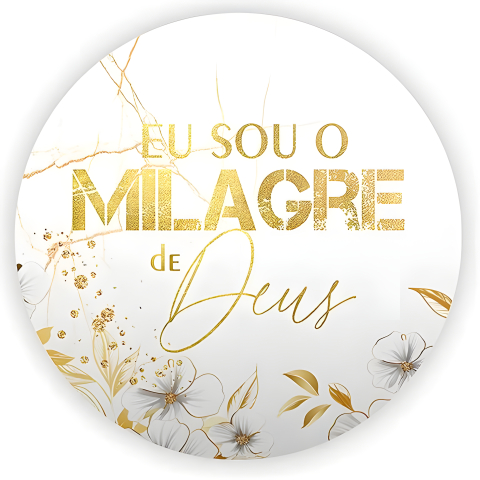 Painel Festa Infantil Redondo Eu sou um milagre de Deus, letras em dourados + Arco, Suporte incluso. Fazemos personalizado com qualquer tema. Confeccionado em Lona fosca, impressão de alta resolução. cenário Circular p/ Decoração